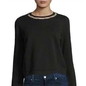Rebecca Minkoff- Black Longsleeve Sweatshirt with Large White Pearl Collar